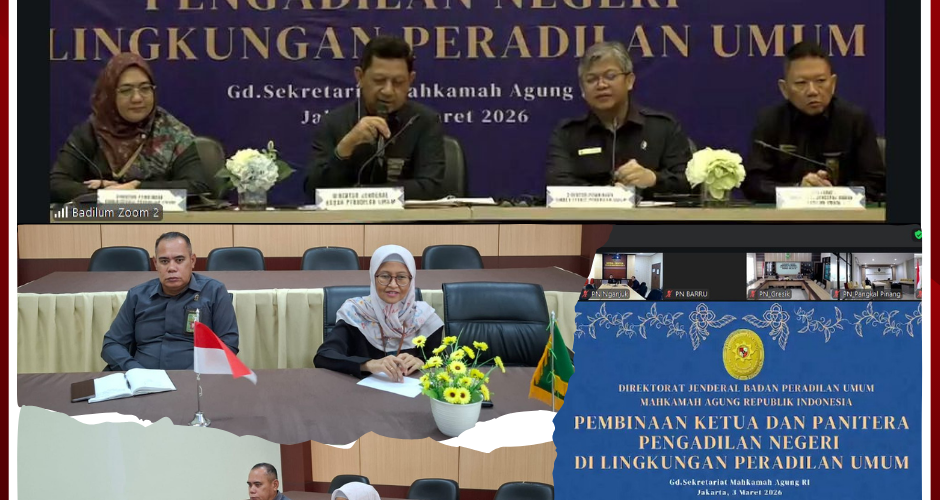 Zoom Meeting Pembinaan Ketua dan Panitera Pengadilan Negeri di Lingkugan Peradilan Umum 940x500