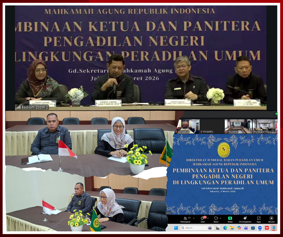 Zoom Meeting Pembinaan Ketua dan Panitera Pengadilan Negeri di Lingkugan Peradilan Umum
